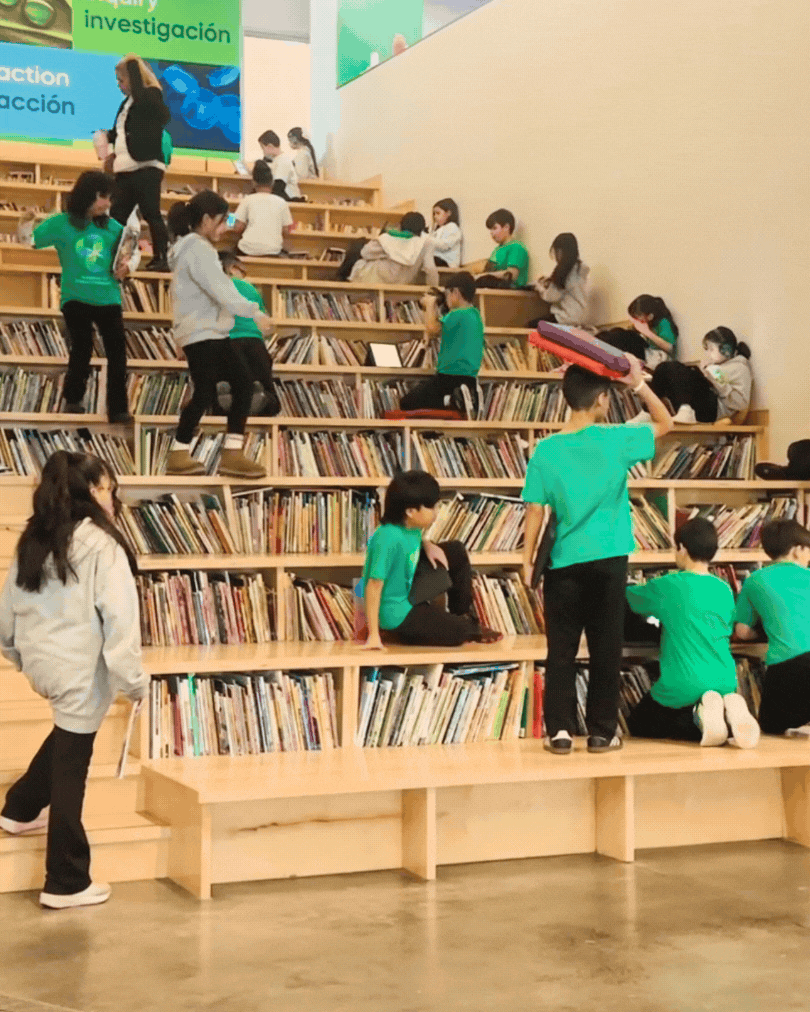 AGC Heart Stairs Students Setting Up GIF